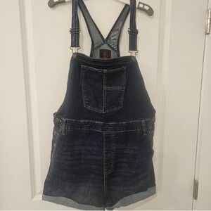 No Boundaries Dark Blue Denim Overalls Shorts